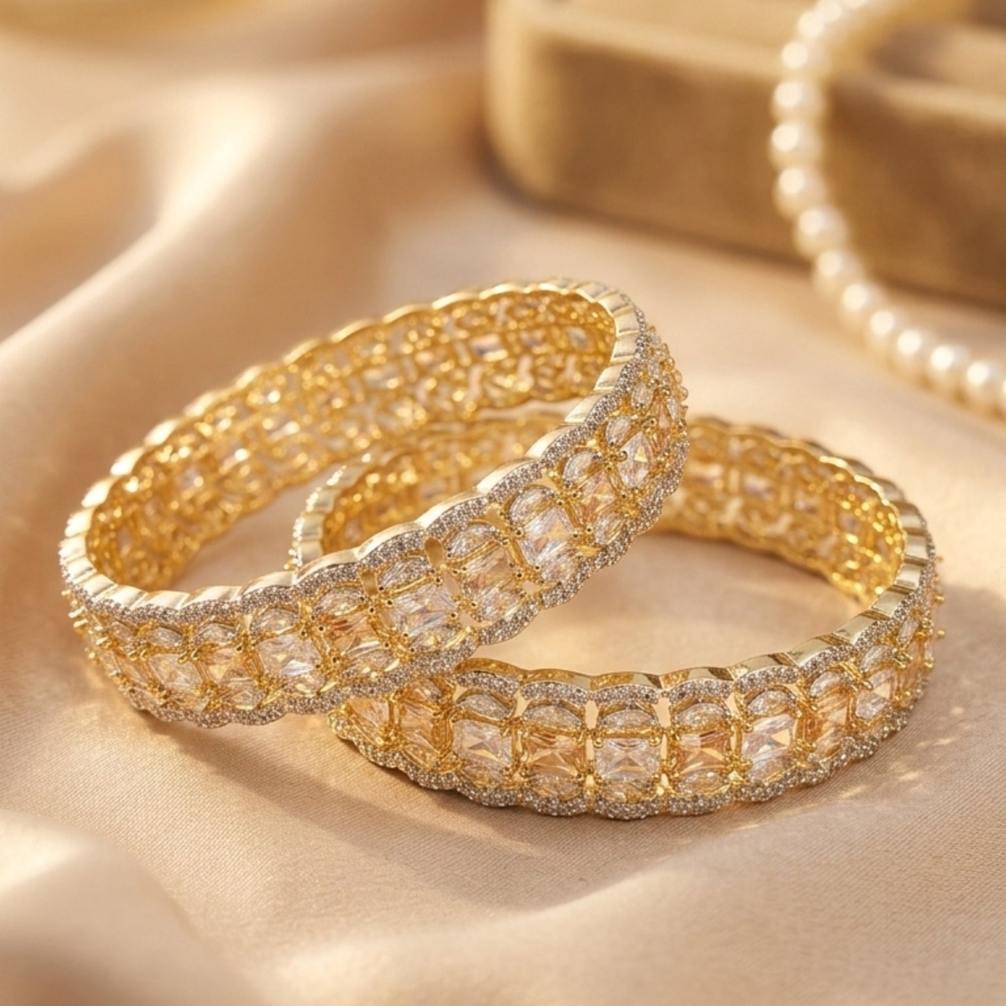 Luxury 1 Carat Gold Plated Bangles – No Color Fade | Premium Quality