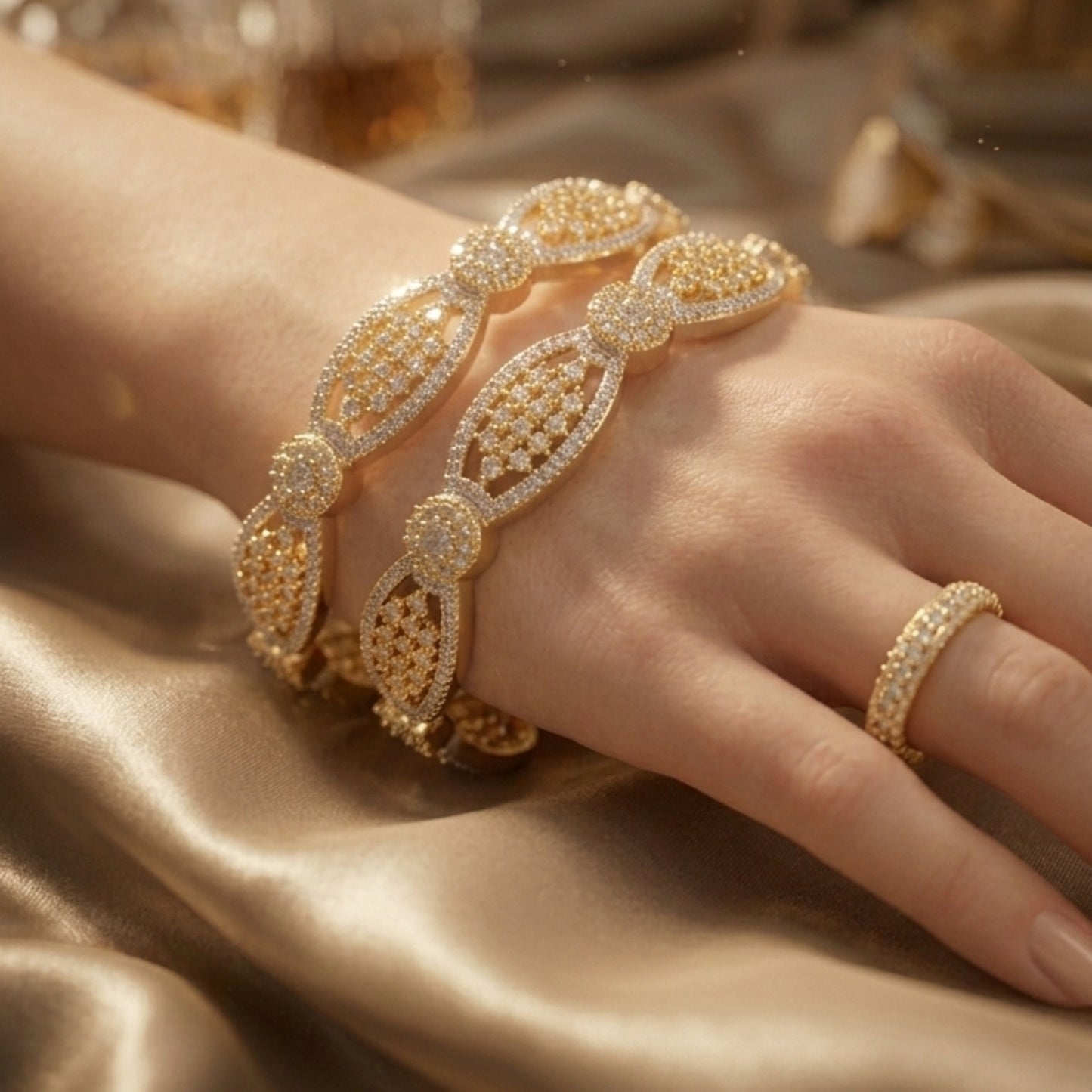 1 Carat Gold Plated Bangles – Color Fade Resistant | Luxury Design