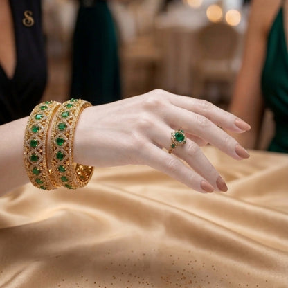 Premium 1 Carat Gold Plated Bangles – Elegant Design | Color Guaranteed