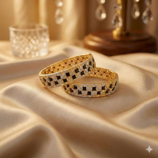 1 Carat Gold Plated Premium Bangles – Long Lasting Color | Elegant Filigree Design