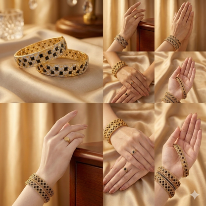 1 Carat Gold Plated Premium Bangles – Long Lasting Color | Elegant Filigree Design