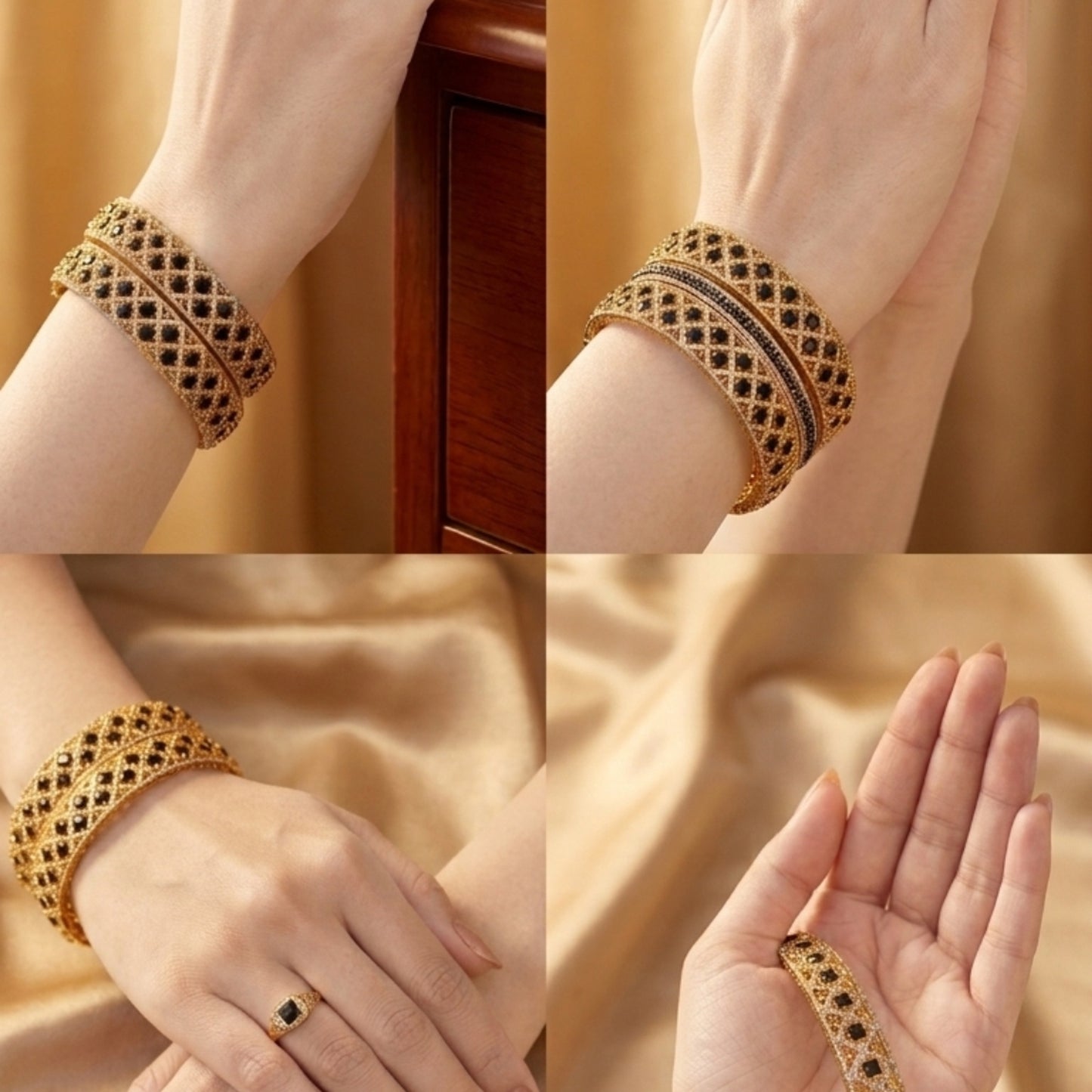 1 Carat Gold Plated Premium Bangles – Long Lasting Color | Elegant Filigree Design