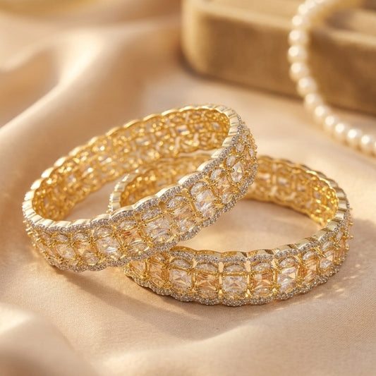 Luxury 1 Carat Gold Plated Bangles – No Color Fade | Premium Quality
